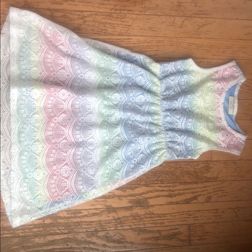 Bobbie Brooks Lace Overlay Rainbow Dress M 7-8